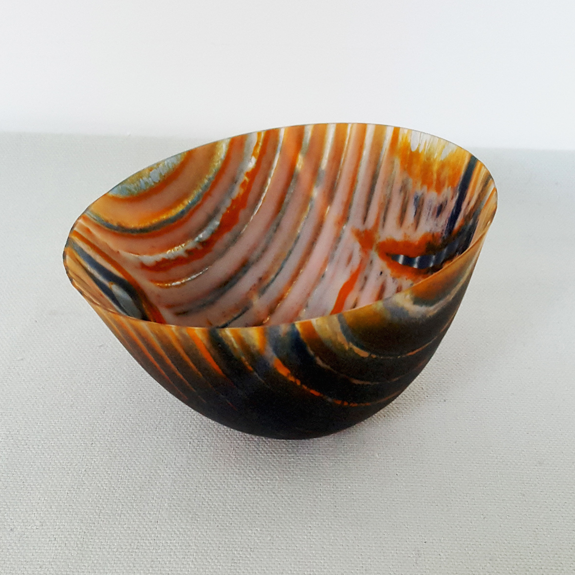 blue-orange-rocking-bowl-Pip Stacey-Feathered Glass