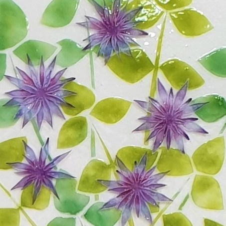 Feathered Glass pip stacey lilac clematis